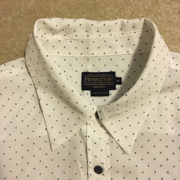 Pendleton Long Sleeve Front Button Shirt White Polka Dots Womens Size 16 - Picture 3 of 12